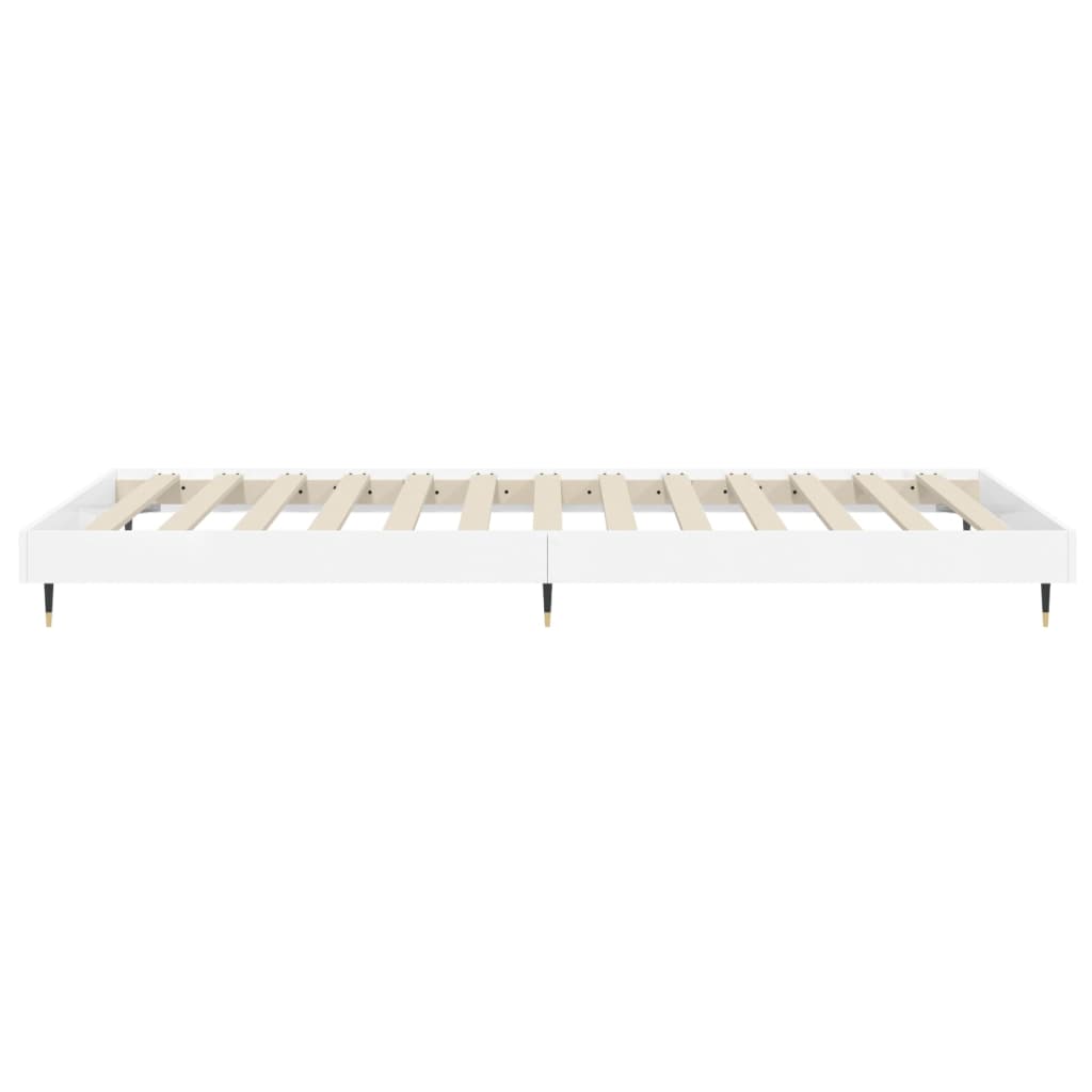 High Gloss White Small Single Bed Frame 75x190 cm - No Mattress