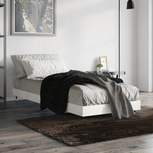 High Gloss White Small Single Bed Frame 75x190 cm - No Mattress