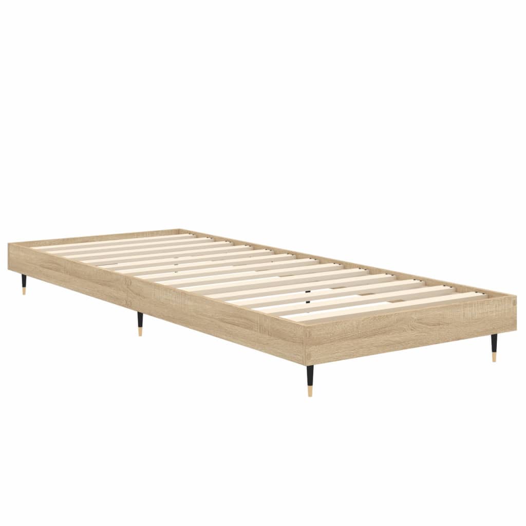 Compact Sonoma Oak Bed Frame 75x190 cm - Engineered Wood Design