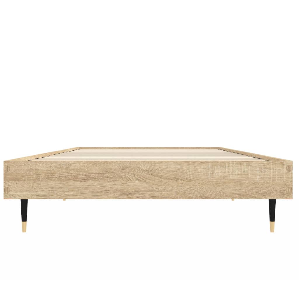 Compact Sonoma Oak Bed Frame 75x190 cm - Engineered Wood Design
