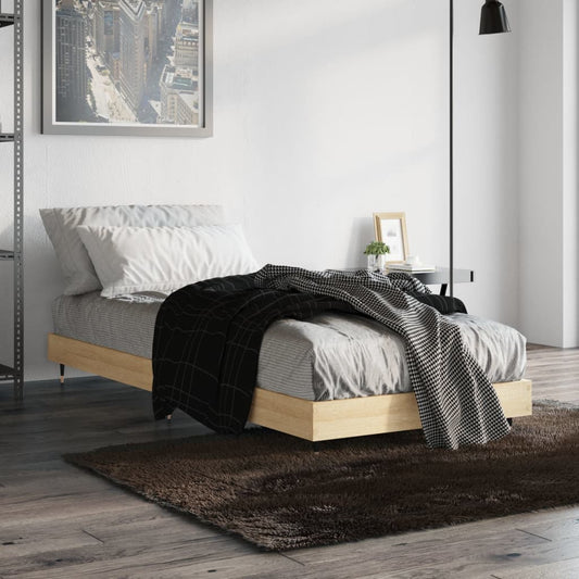 Compact Sonoma Oak Bed Frame 75x190 cm - Engineered Wood Design