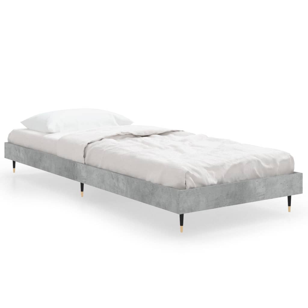 Concrete Grey Small Single Bed Frame 75x190 cm (No Mattress)