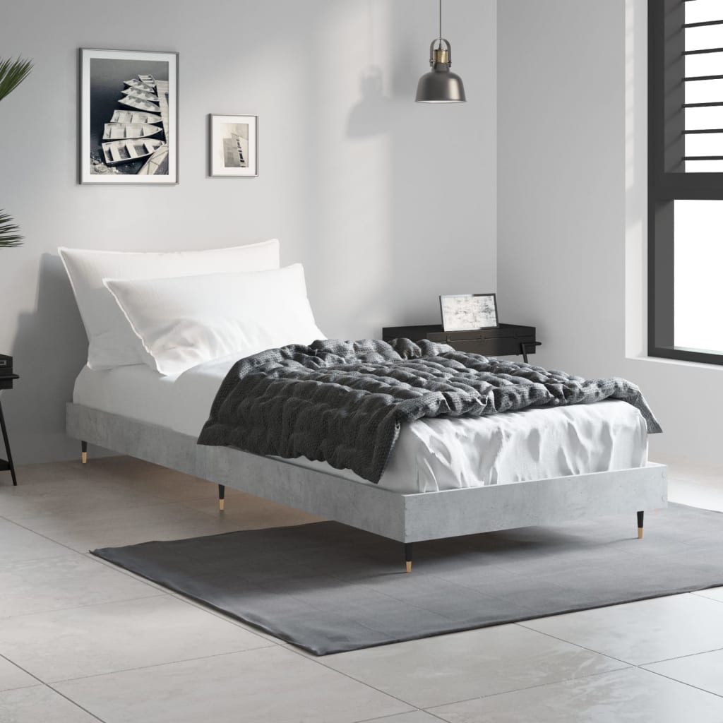 Concrete Grey Small Single Bed Frame 75x190 cm (No Mattress)