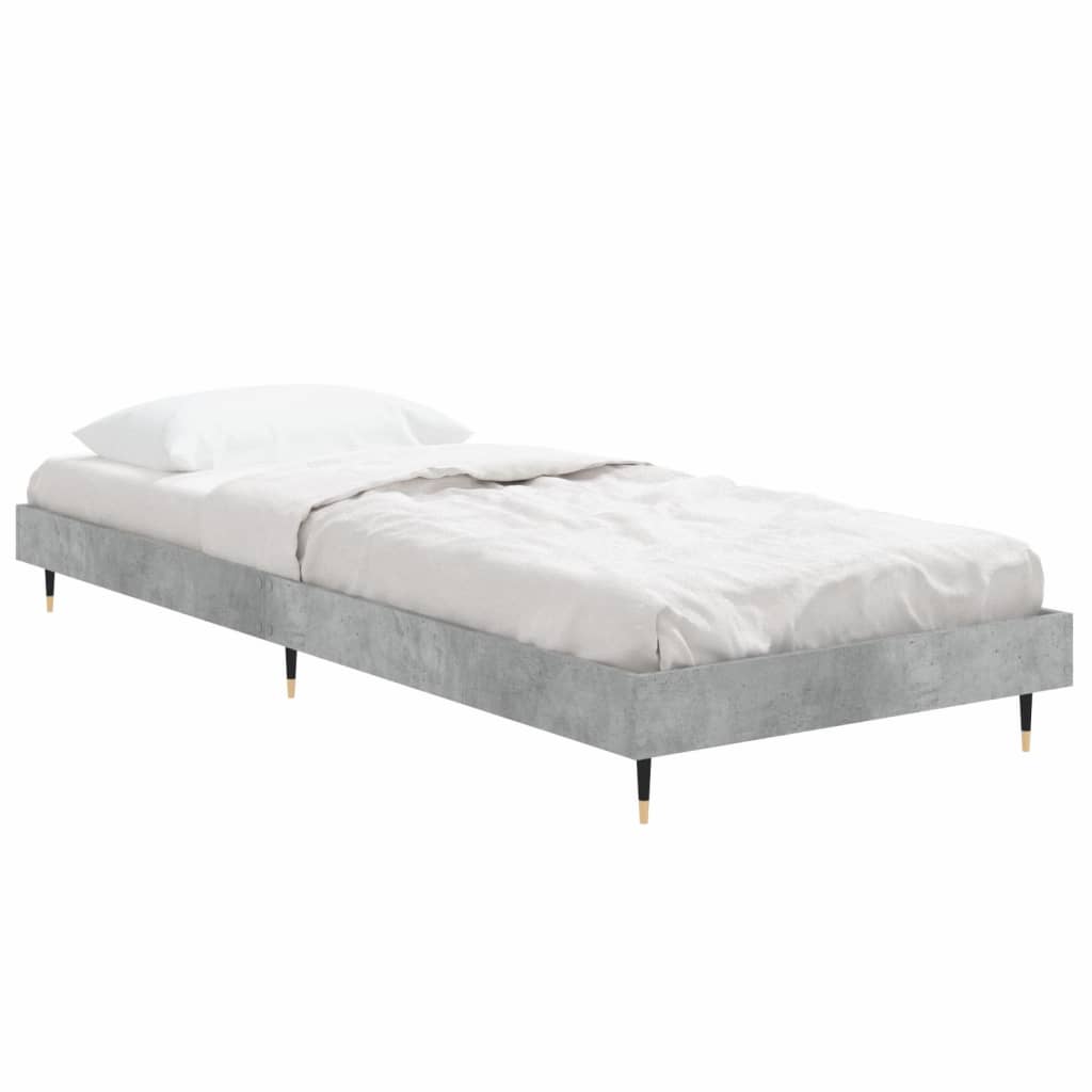 Concrete Grey Small Single Bed Frame 75x190 cm (No Mattress)