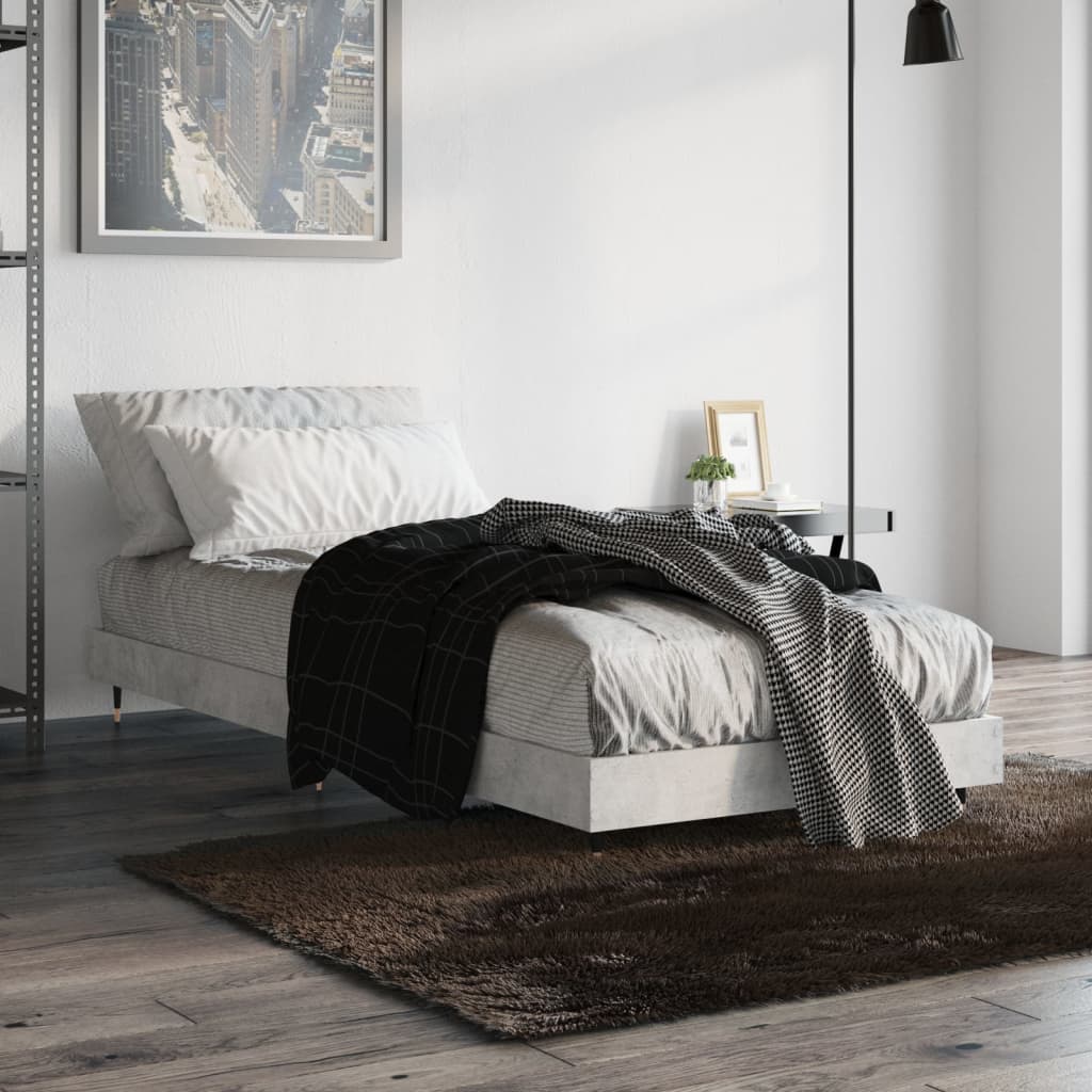Concrete Grey Small Single Bed Frame 75x190 cm (No Mattress)