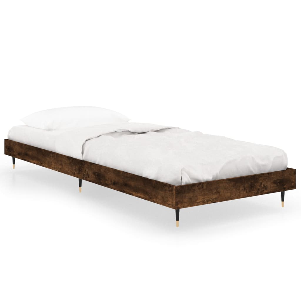 Smoked Oak Small Single Bed Frame 75x190cm - Engineered Wood