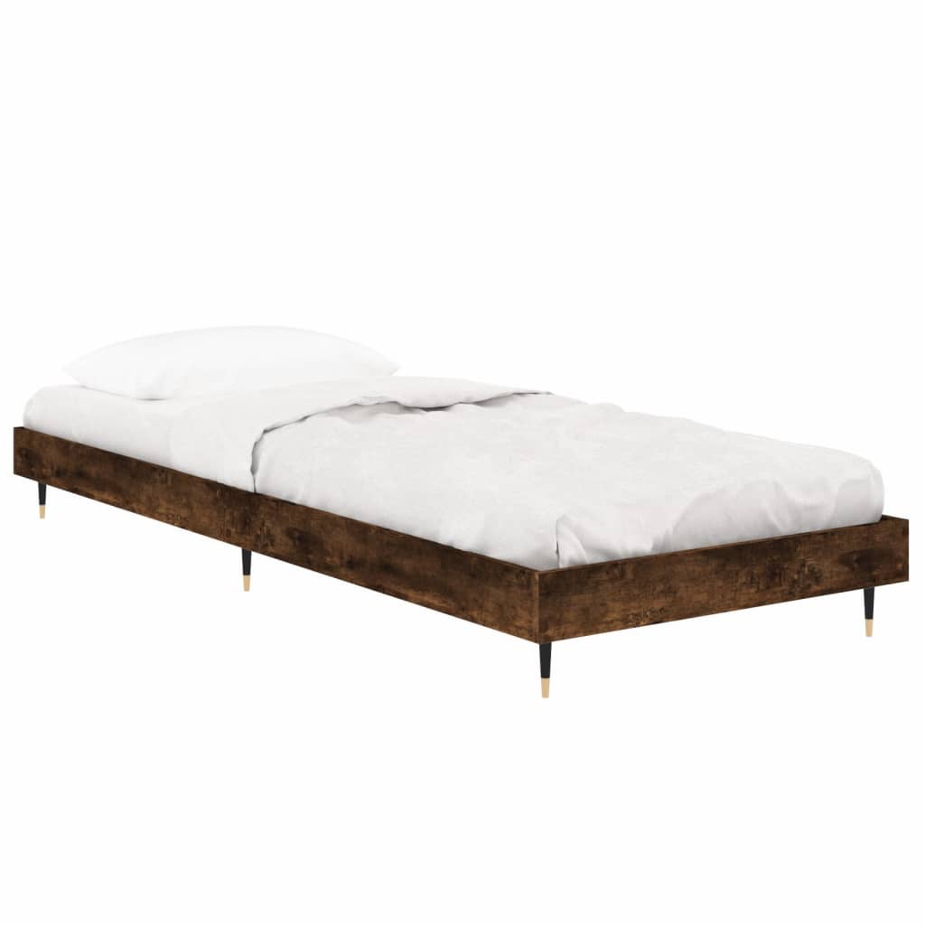 Smoked Oak Small Single Bed Frame 75x190cm - Engineered Wood