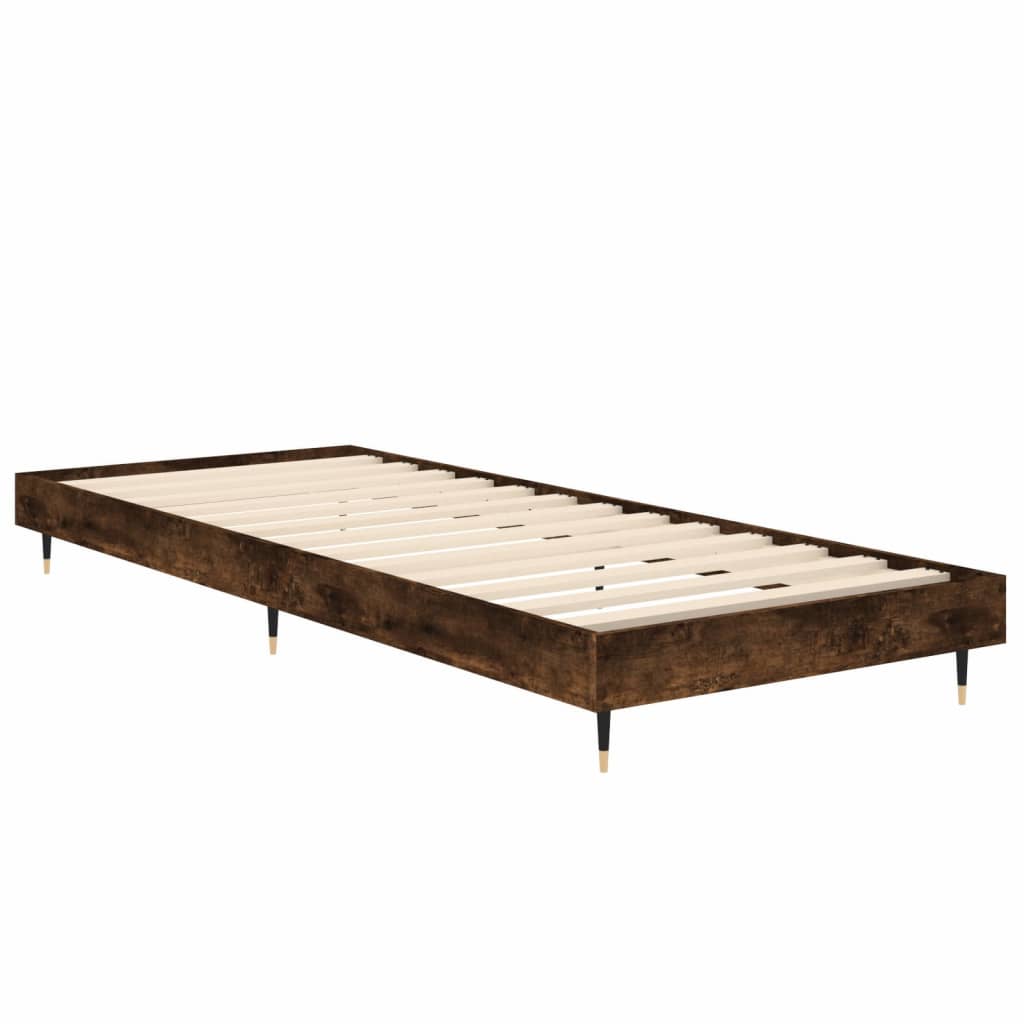 Smoked Oak Small Single Bed Frame 75x190cm - Engineered Wood