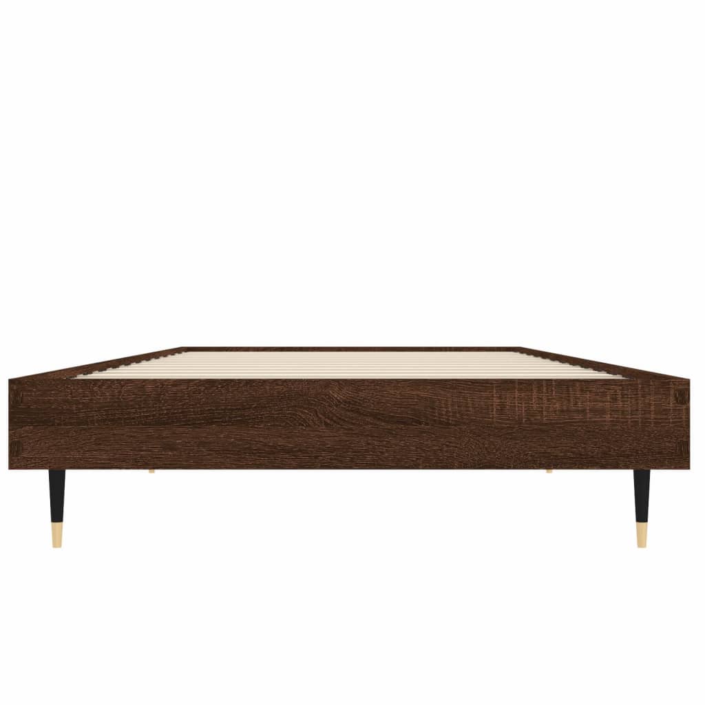 Small Single Brown Oak Bed Frame 75x190 cm - Engineered Wood