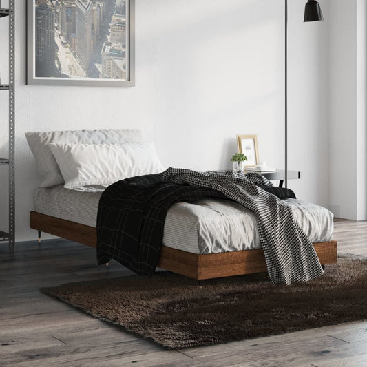 Small Single Brown Oak Bed Frame 75x190 cm - Engineered Wood