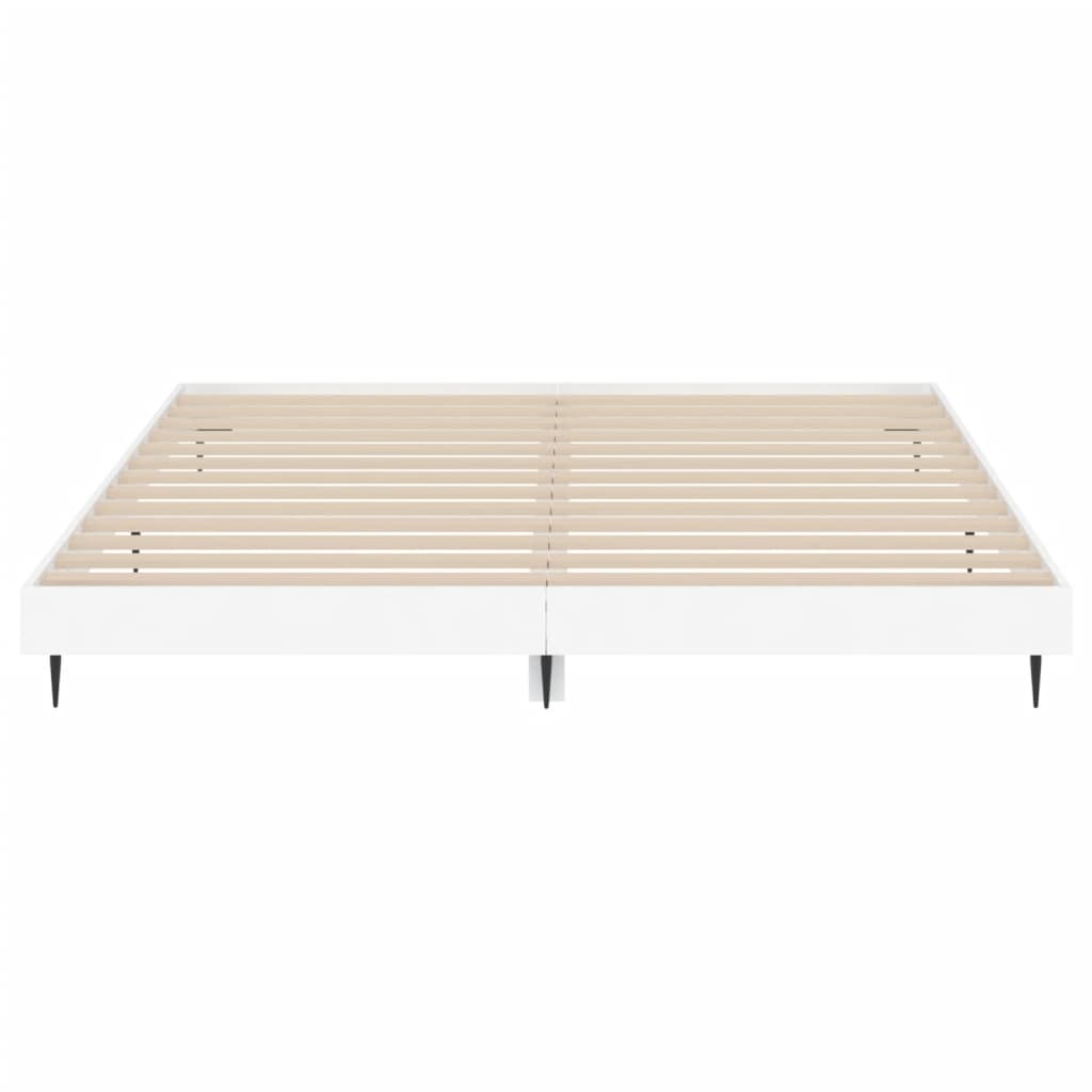 White Engineered Wood Bed Frame 200x200 cm - No Mattress Included