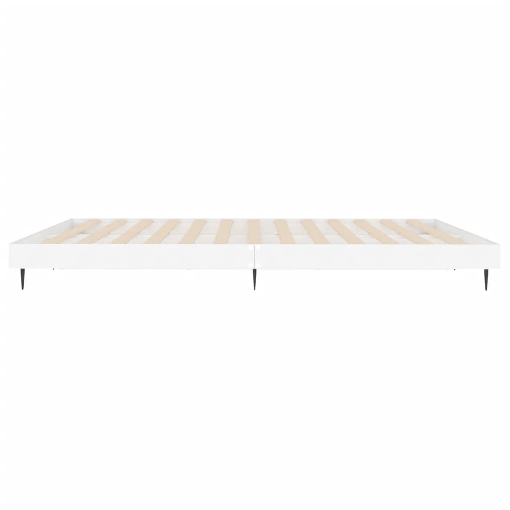 White Engineered Wood Bed Frame 200x200 cm - No Mattress Included