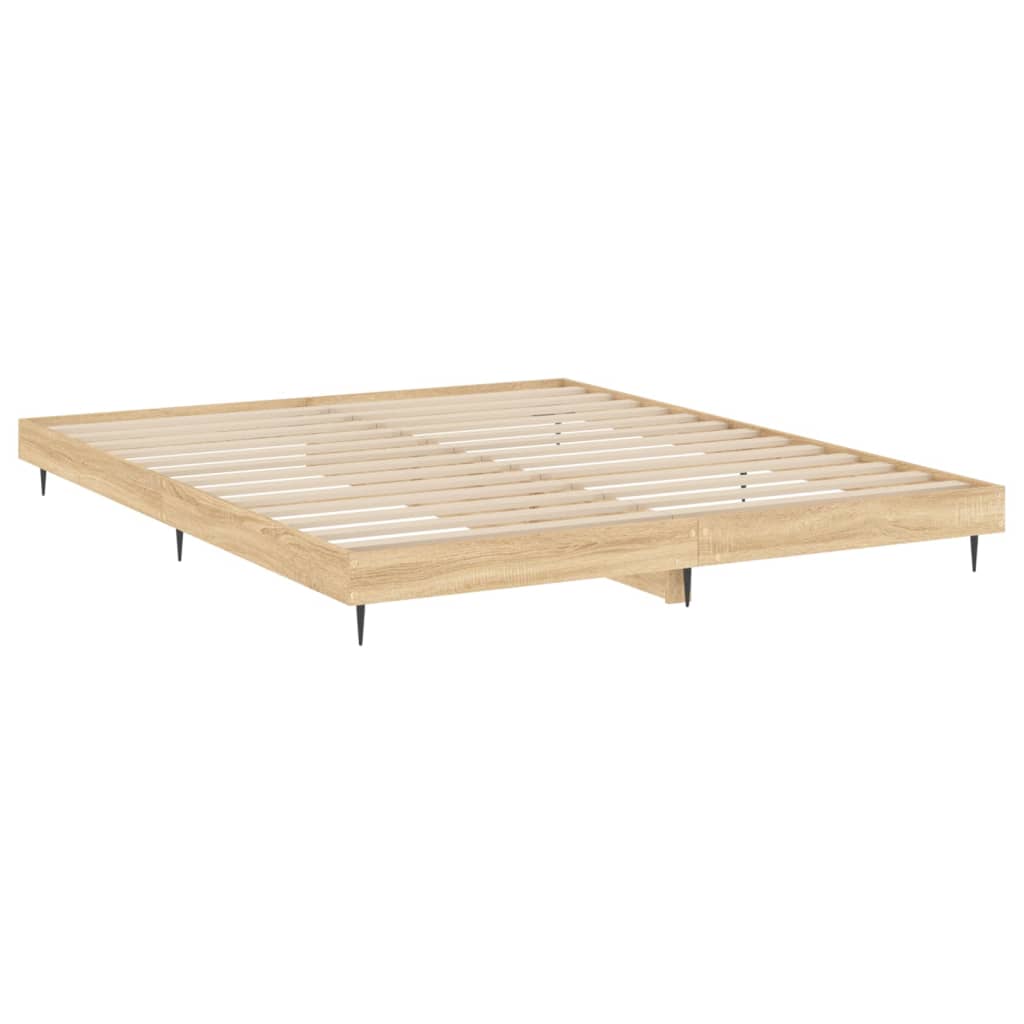 Sonoma Oak Engineered Wood Bed Frame 200x200 cm - No Mattress