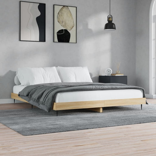 Sonoma Oak Engineered Wood Bed Frame 200x200 cm - No Mattress