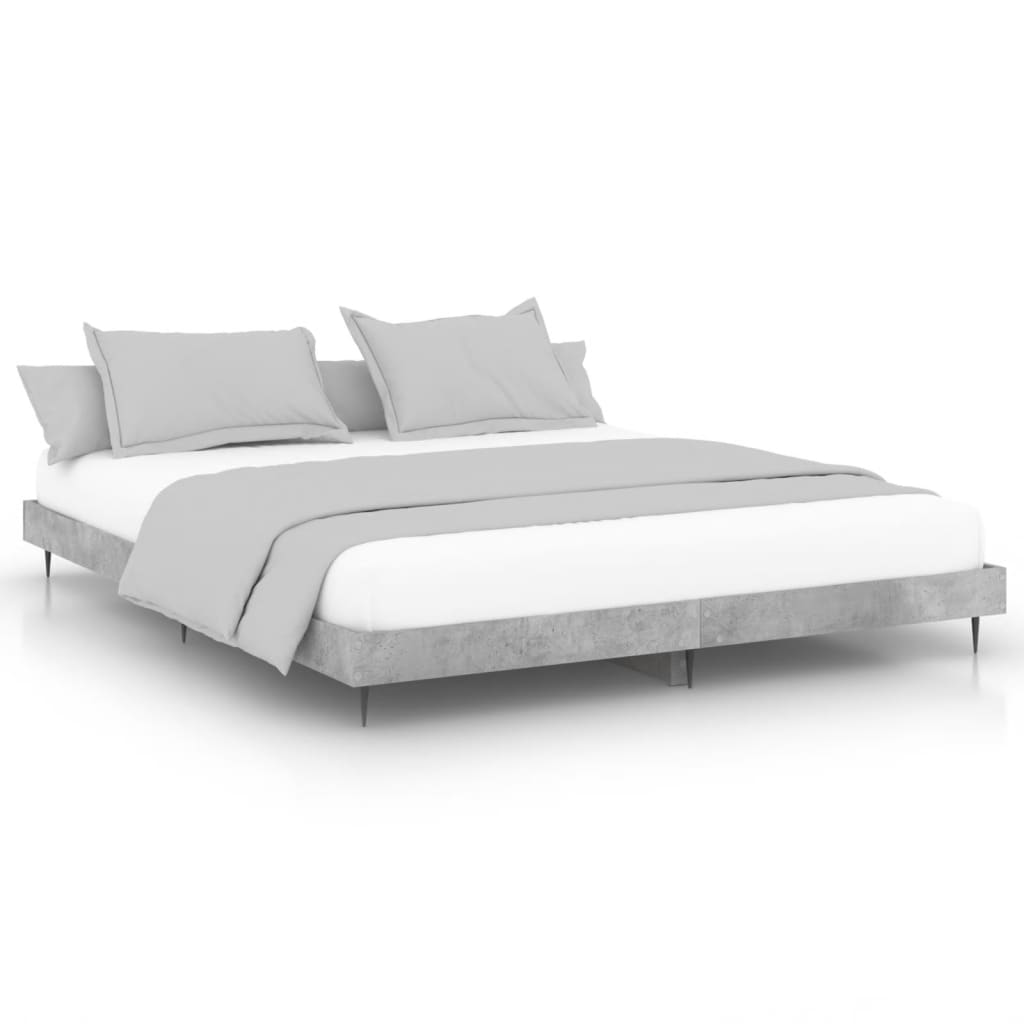 Concrete Grey Bed Frame 200x200 cm - Modern & Durable Design