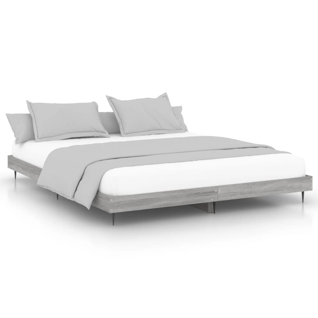 Grey Sonoma Engineered Wood Bed Frame 200x200 cm, No Mattress