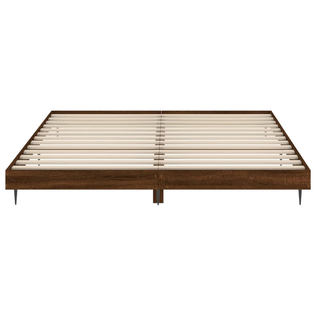 Elegant Brown Oak Bed Frame 200x200 cm - Engineered Wood
