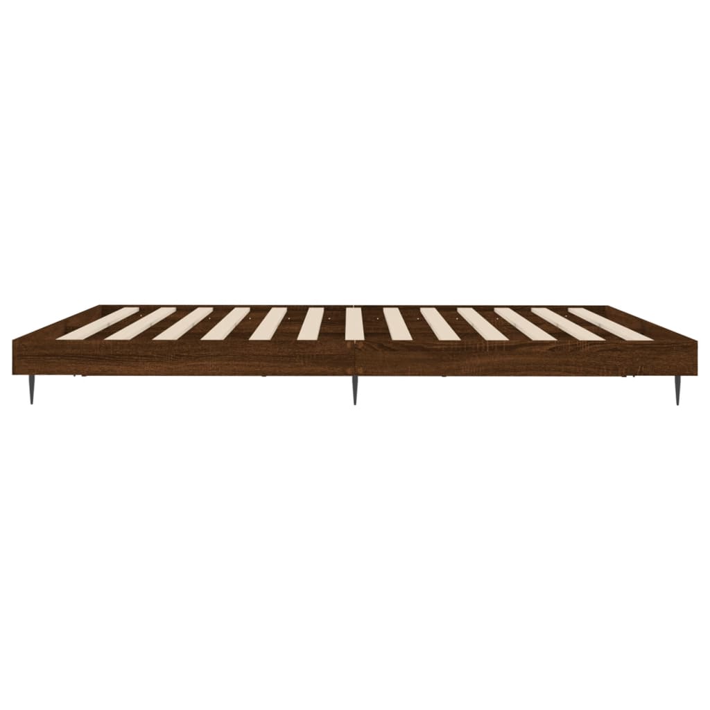 Elegant Brown Oak Bed Frame 200x200 cm - Engineered Wood