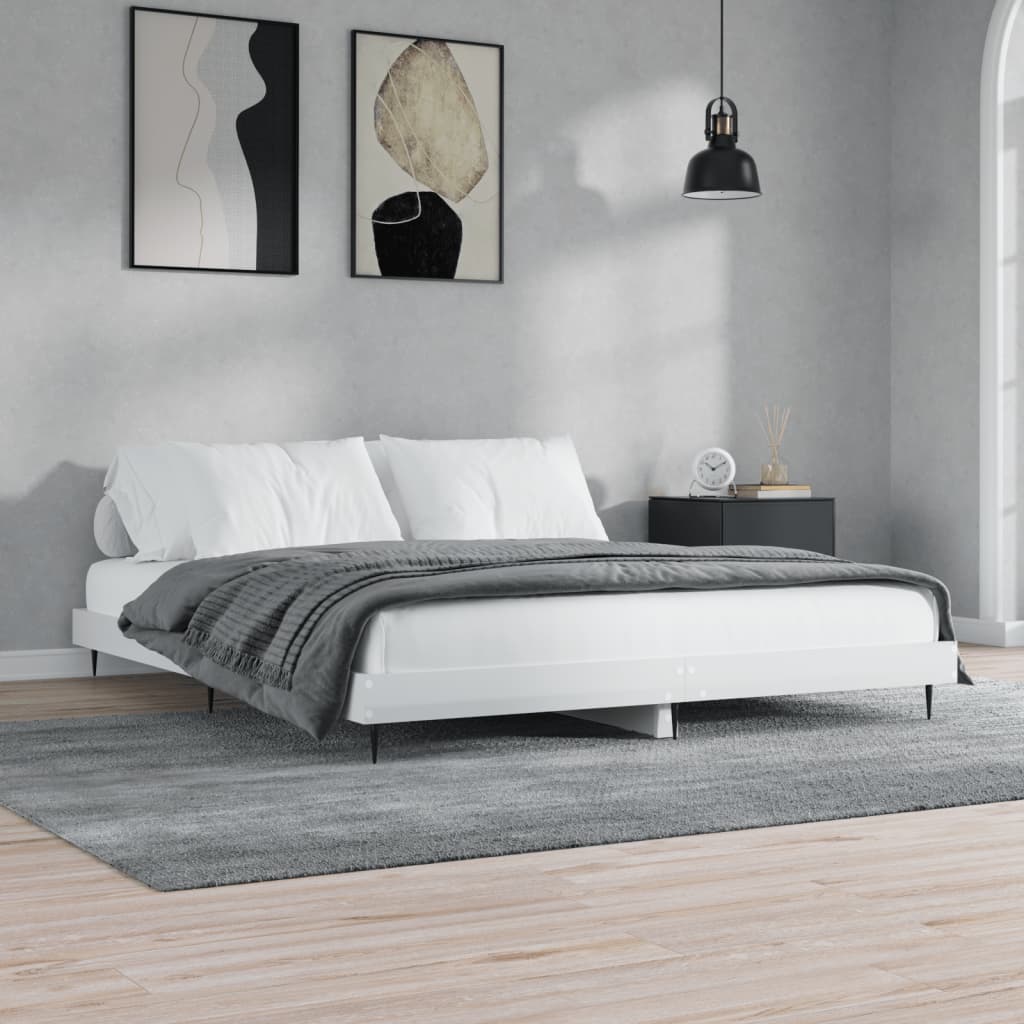 Super King High Gloss White Bed Frame 180x200 cm Without Mattress
