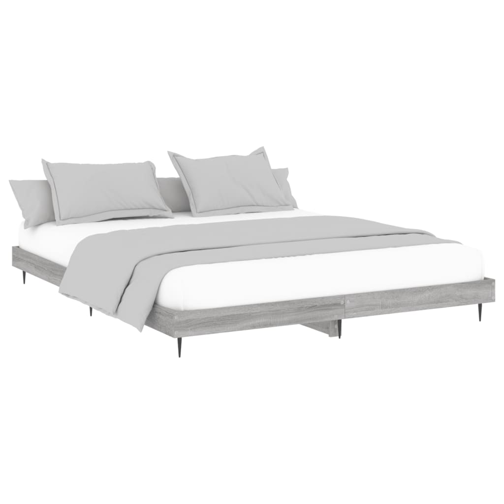 Super King Grey Sonoma Bed Frame 180x200 cm - Engineered Wood