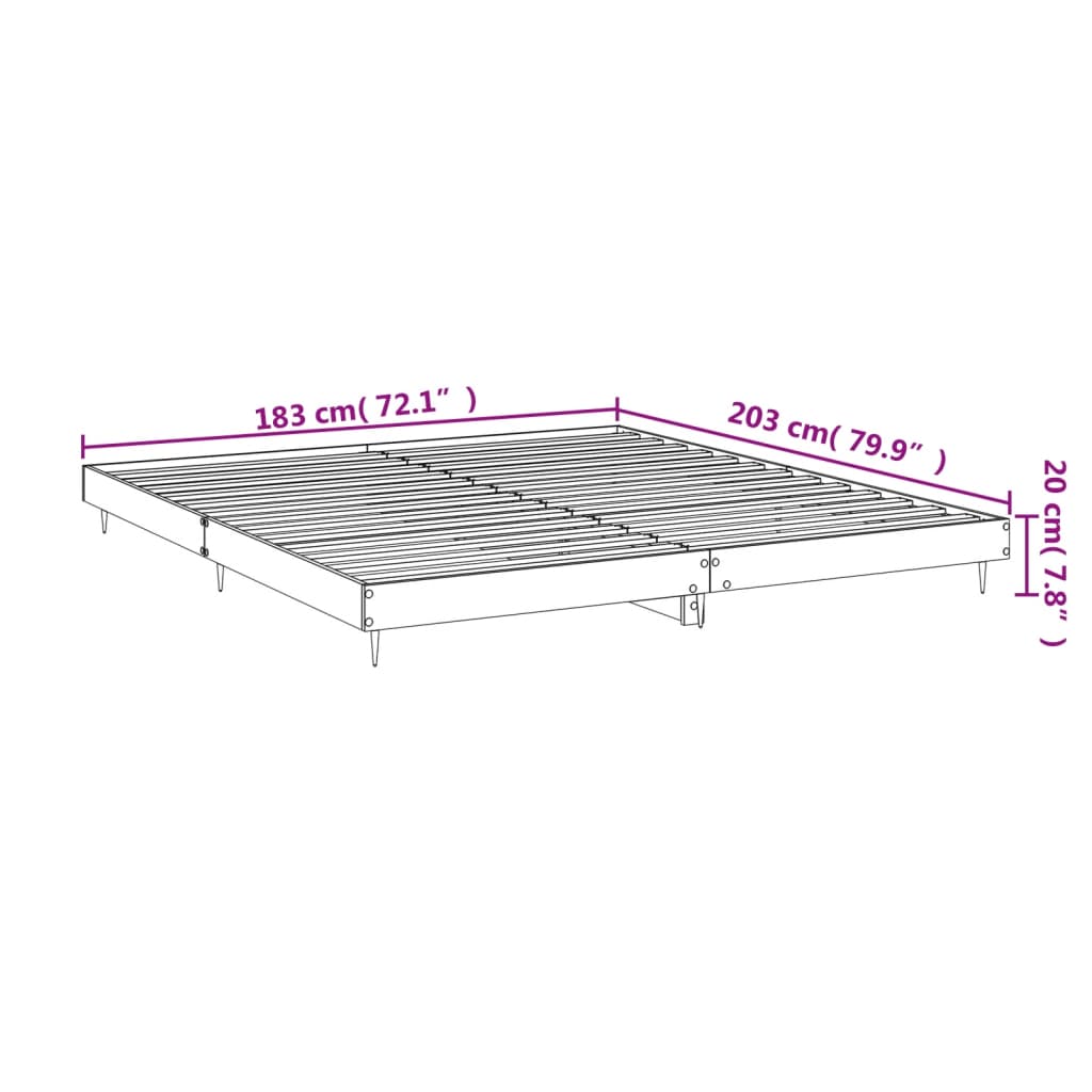 Super King Grey Sonoma Bed Frame 180x200 cm - Engineered Wood