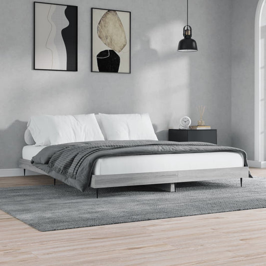 Super King Grey Sonoma Bed Frame 180x200 cm - Engineered Wood