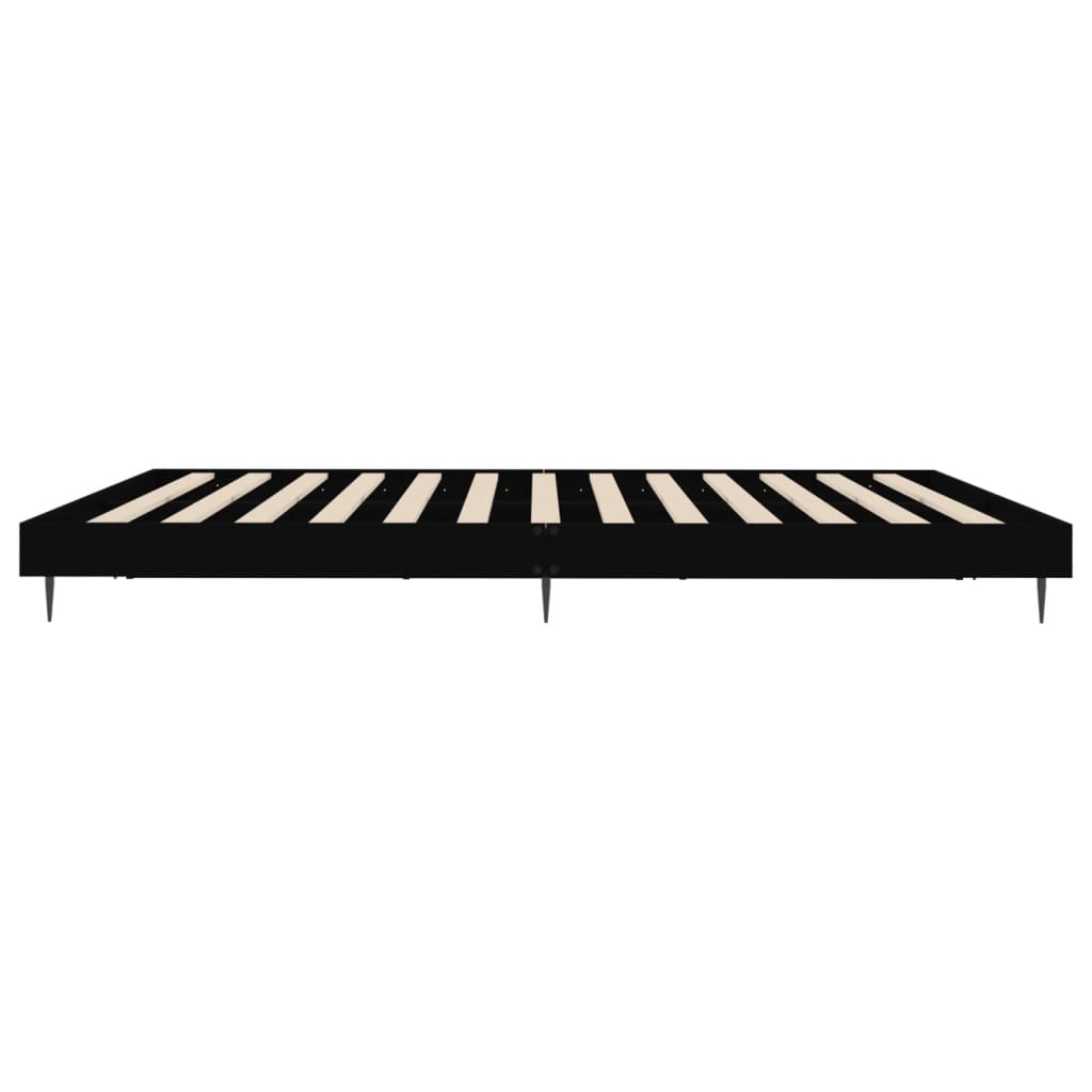 Sleek Black Engineered Wood Bed Frame 160x200 cm - No Mattress