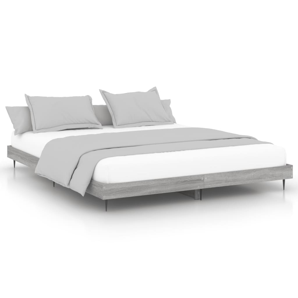 Elegant Grey Sonoma Engineered Wood Bed Frame 160x200 cm