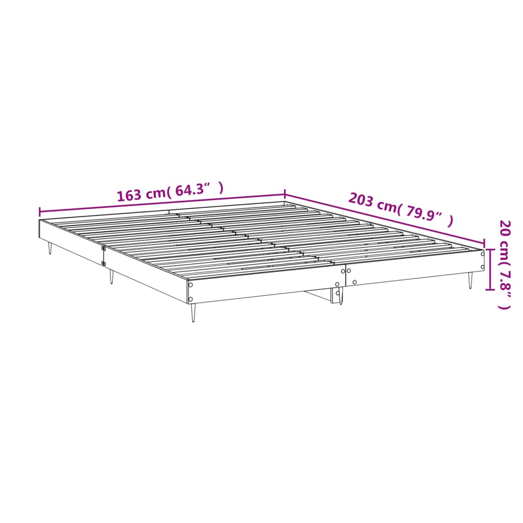 Elegant Grey Sonoma Engineered Wood Bed Frame 160x200 cm