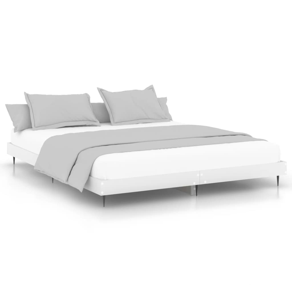 White King Size Bed Frame 150x200cm - Engineered Wood