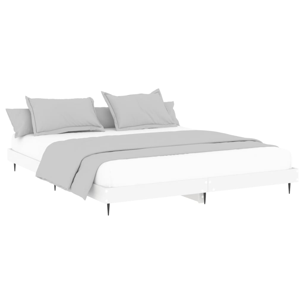 White King Size Bed Frame 150x200cm - Engineered Wood