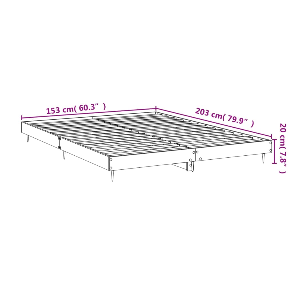 White King Size Bed Frame 150x200cm - Engineered Wood