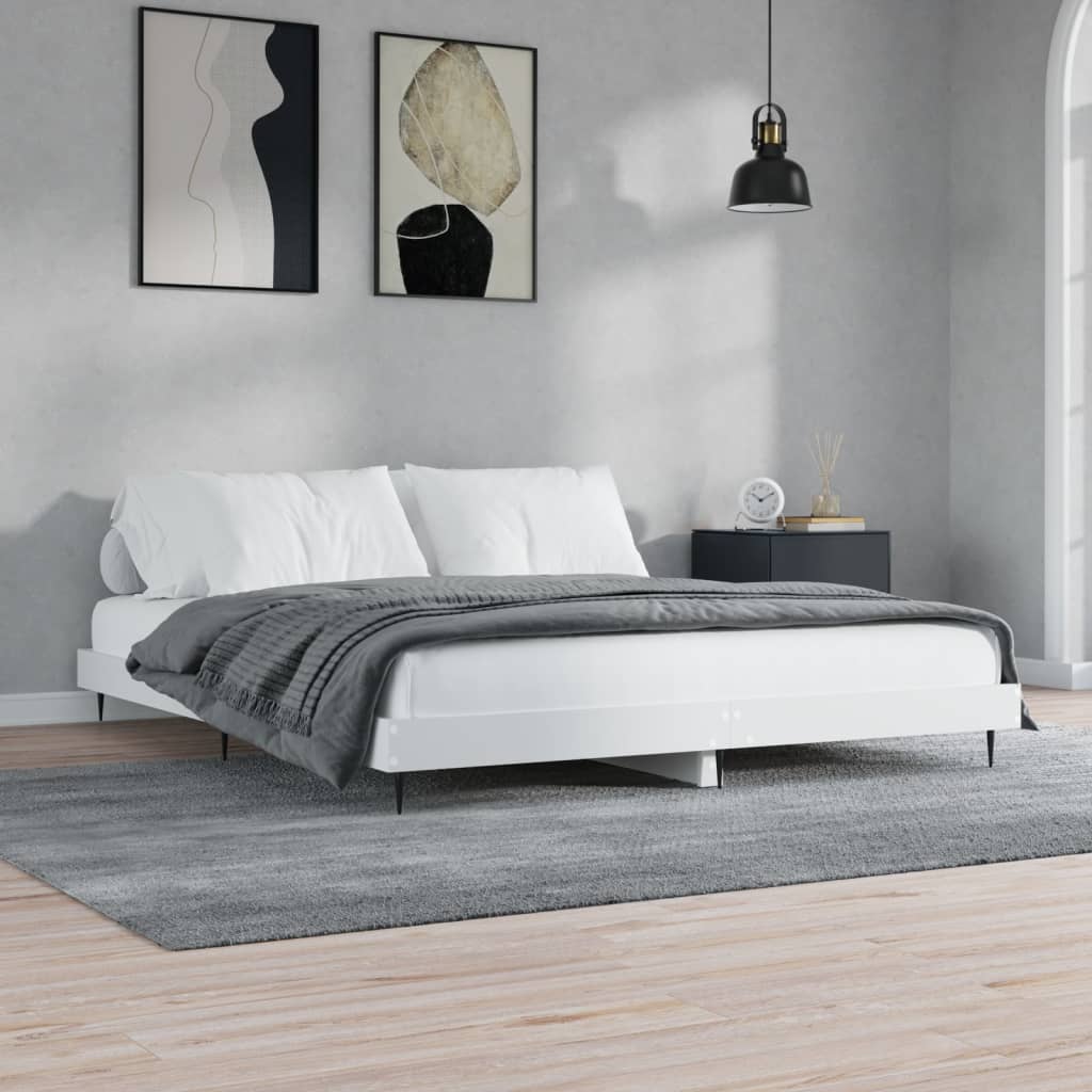White King Size Bed Frame 150x200cm - Engineered Wood