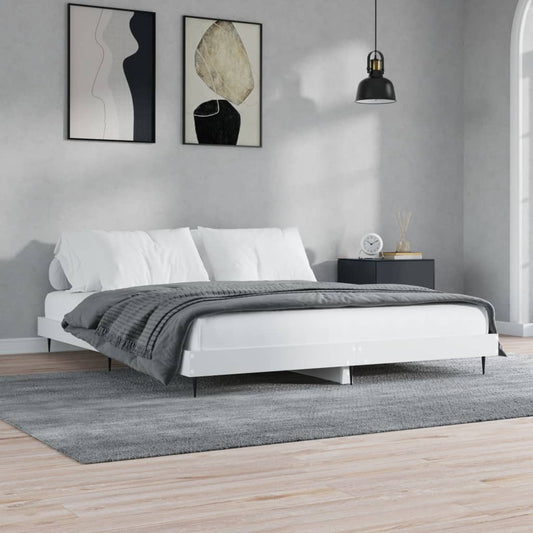 White King Size Bed Frame 150x200cm - Engineered Wood