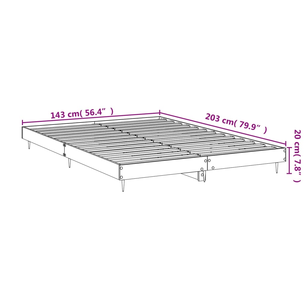 Black Engineered Wood Bed Frame 140x200 cm (No Mattress)