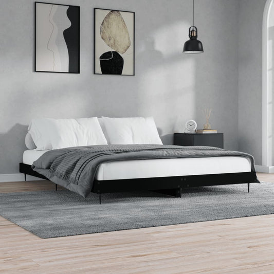 Black Engineered Wood Bed Frame 140x200 cm (No Mattress)