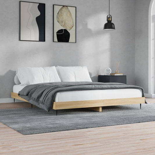 Sonoma Oak Bed Frame 120x200 cm - Engineered Wood, No Mattress