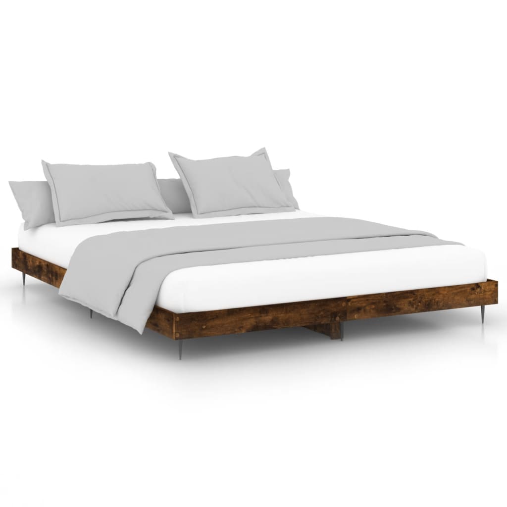 Smoked Oak 120x200 cm Bed Frame - Engineered Wood, No Mattress