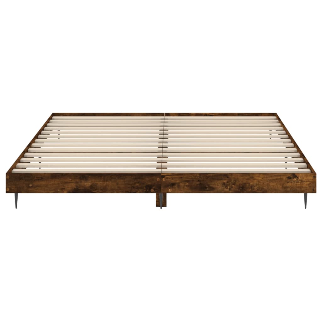 Smoked Oak 120x200 cm Bed Frame - Engineered Wood, No Mattress
