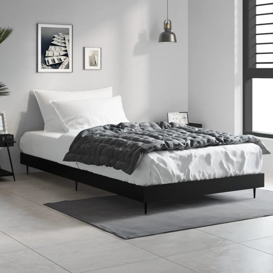 Sleek Black 100x200 cm Engineered Wood Bed Frame (No Mattress)