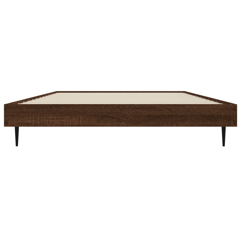 Brown Oak Engineered Wood Bed Frame 100x200 cm, No Mattress