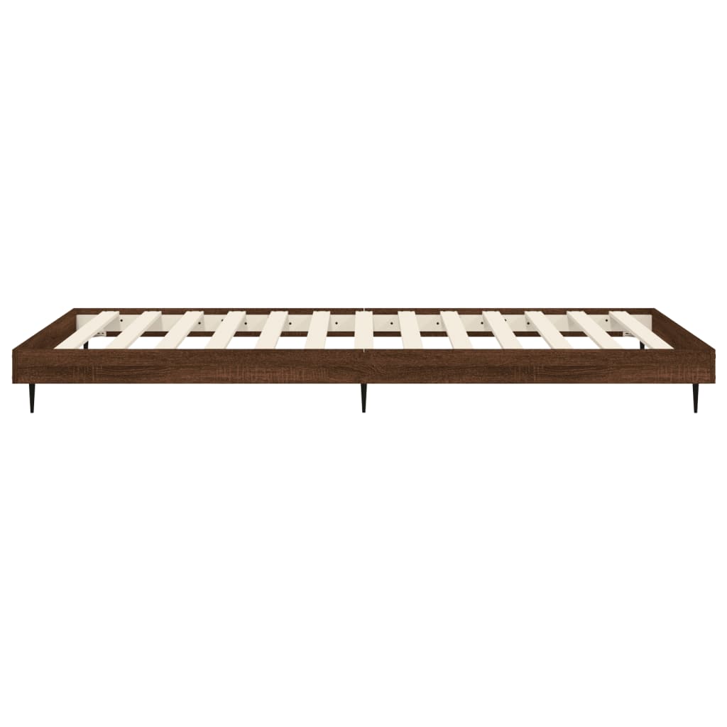 Brown Oak Engineered Wood Bed Frame 100x200 cm, No Mattress