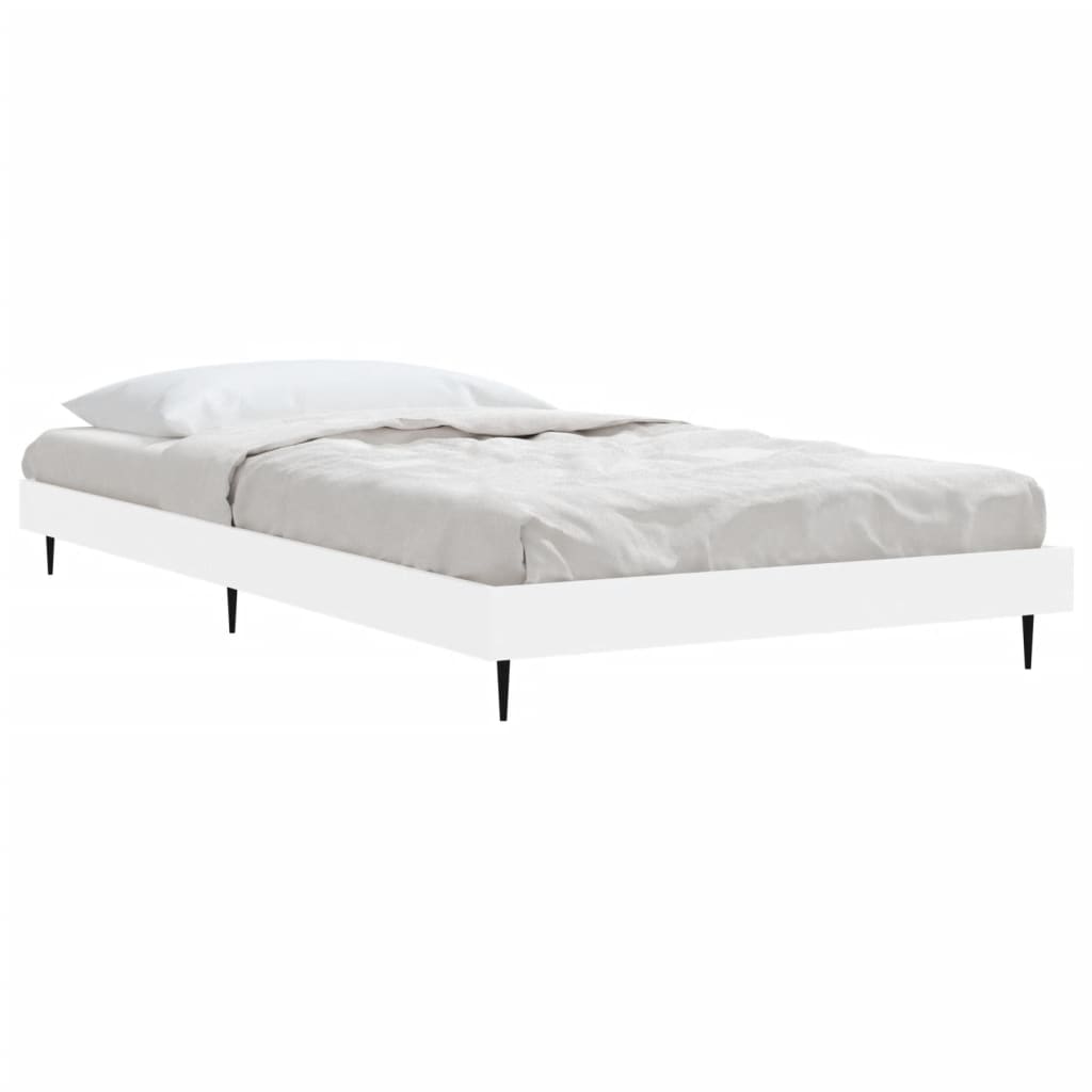White Engineered Wood Bed Frame 90x200 cm (Mattress Not Included)