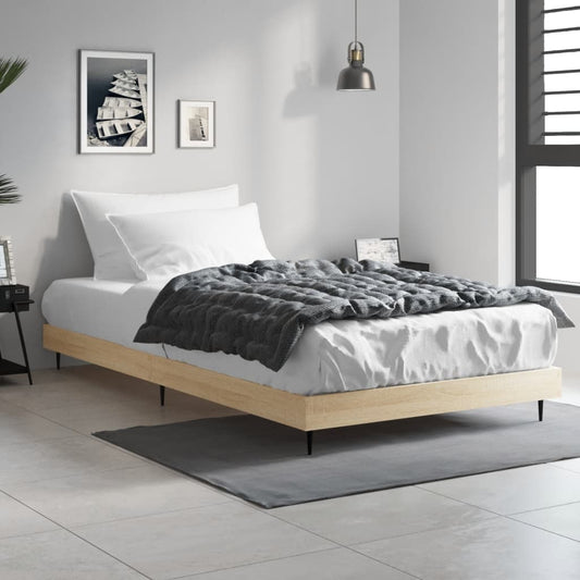 Sonoma Oak Bed Frame 90x200 cm - Engineered Wood, No Mattress