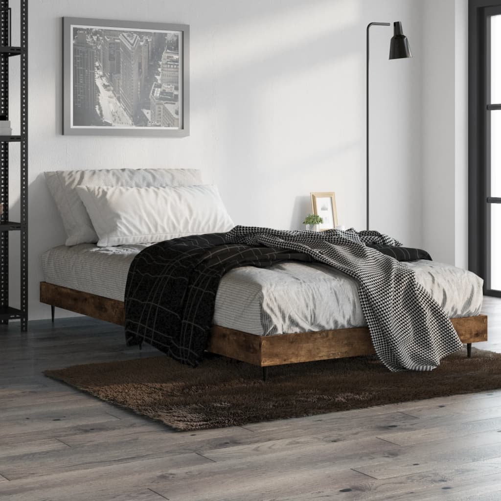 Smoked Oak Bed Frame 90x200 cm - Durable Engineered Wood