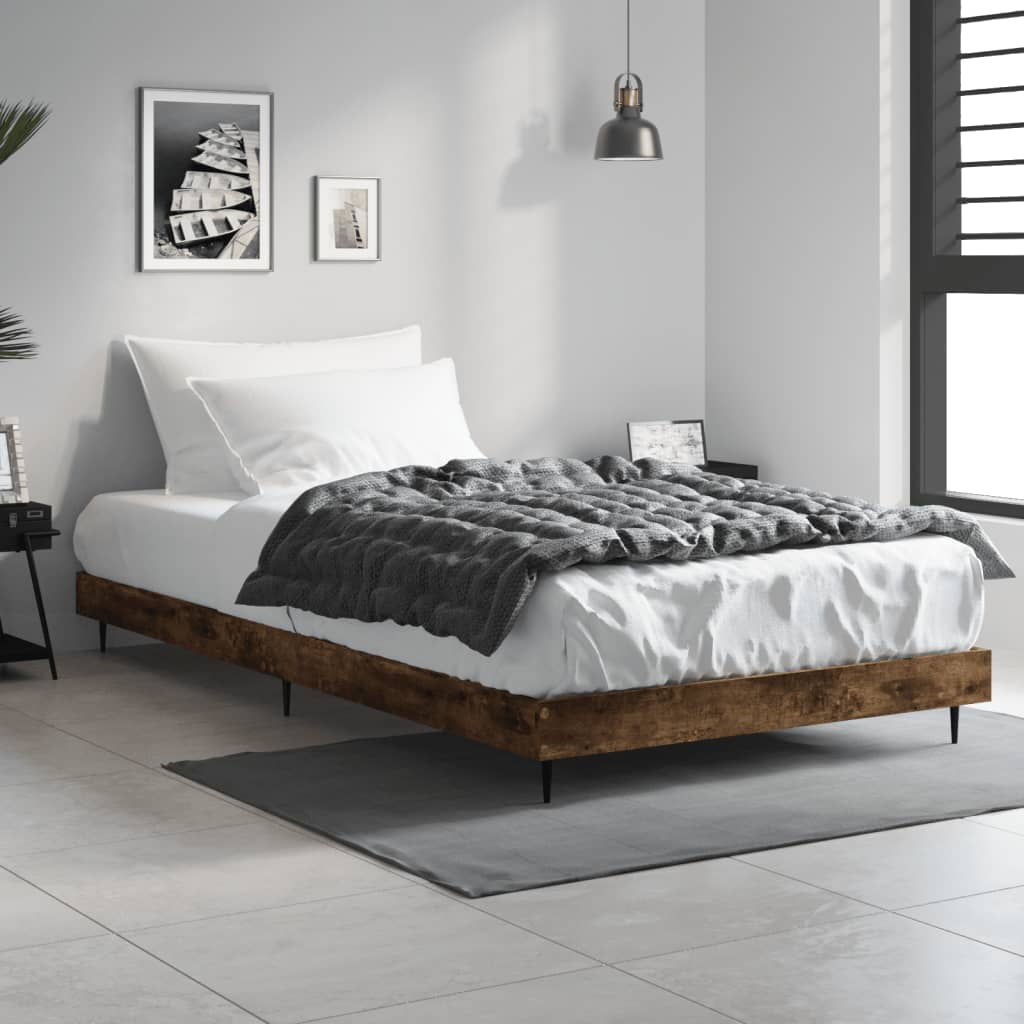 Smoked Oak Bed Frame 90x200 cm - Durable Engineered Wood