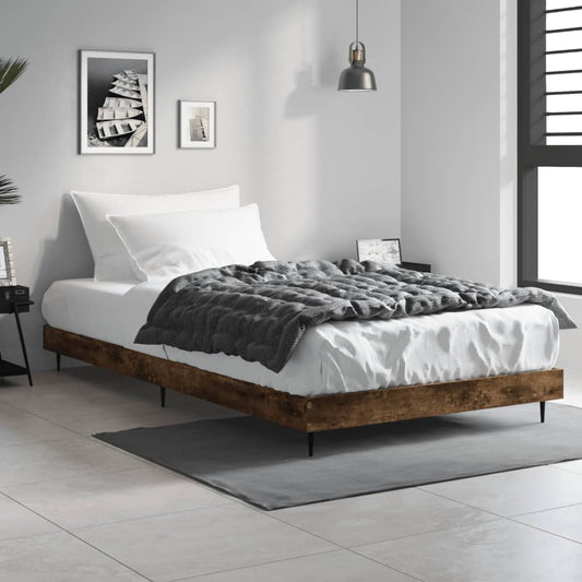 Smoked Oak Bed Frame 90x200 cm - Durable Engineered Wood