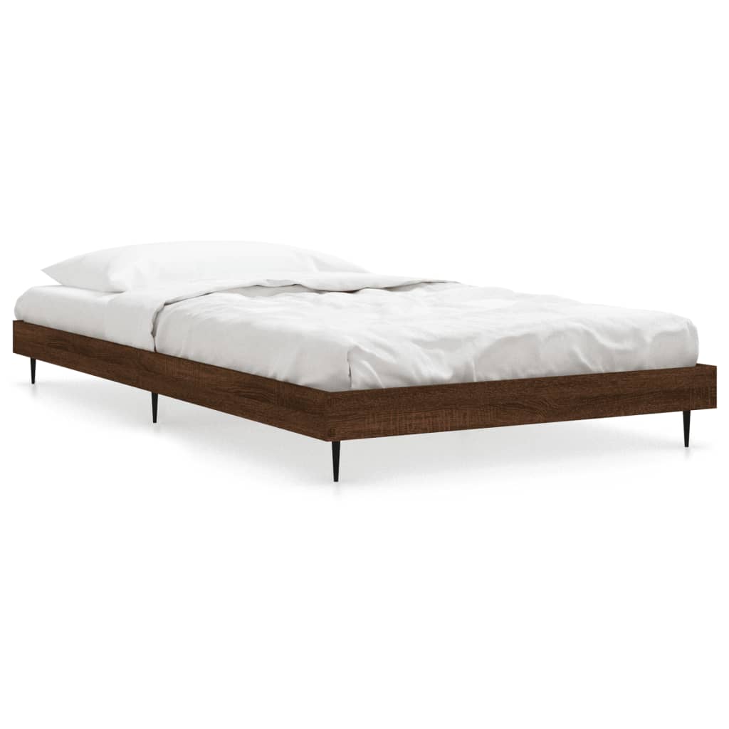 Brown Oak Bed Frame 90x200 cm - Engineered Wood