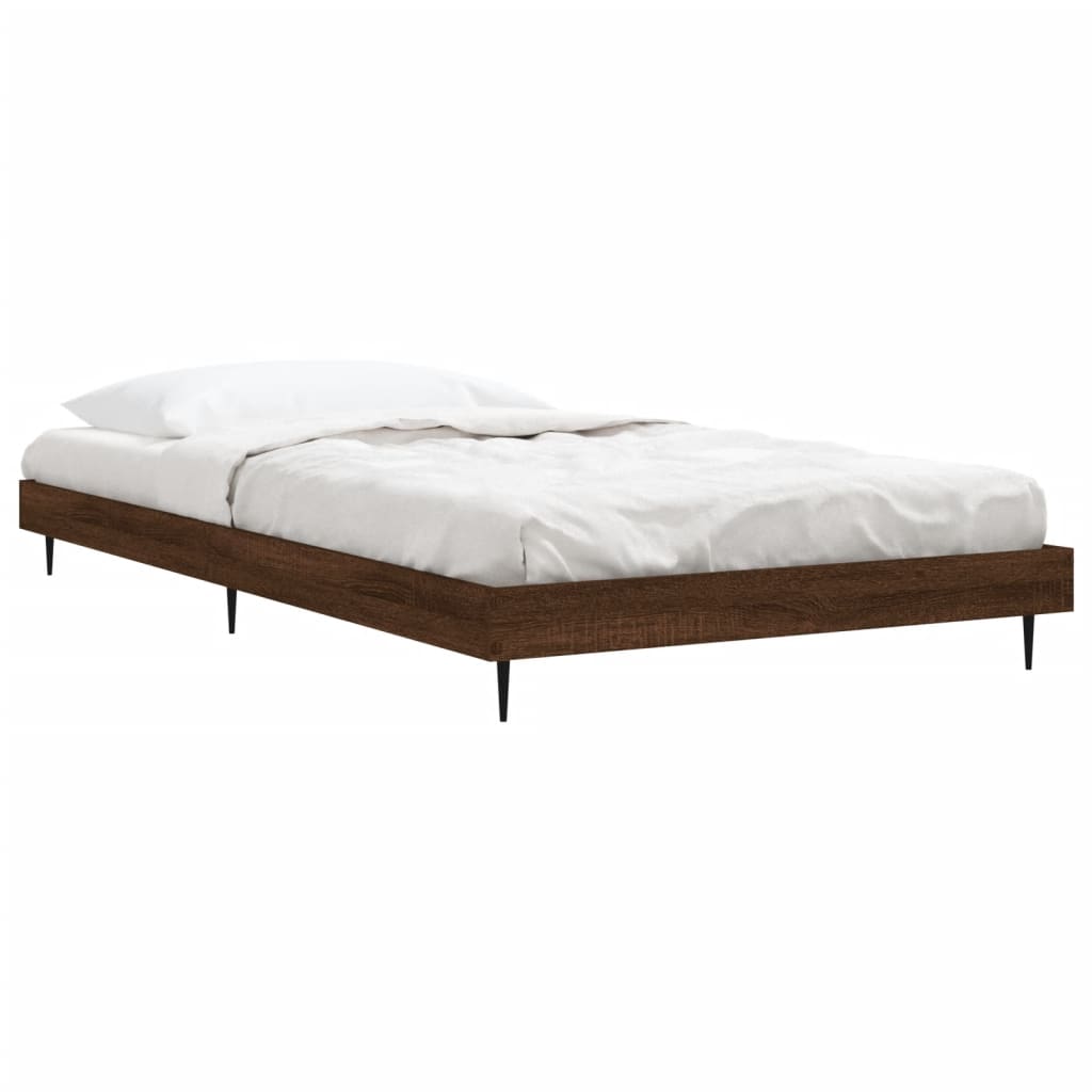 Brown Oak Bed Frame 90x200 cm - Engineered Wood