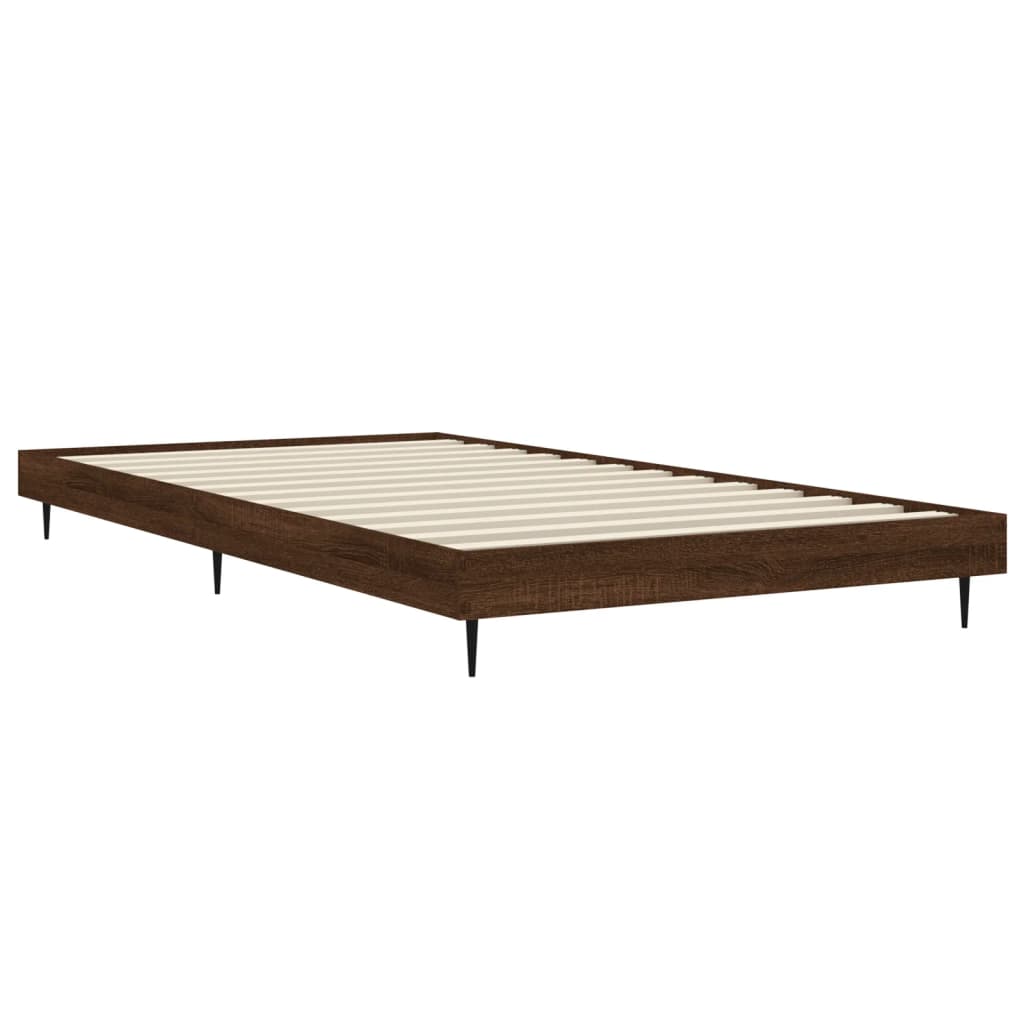Brown Oak Bed Frame 90x200 cm - Engineered Wood